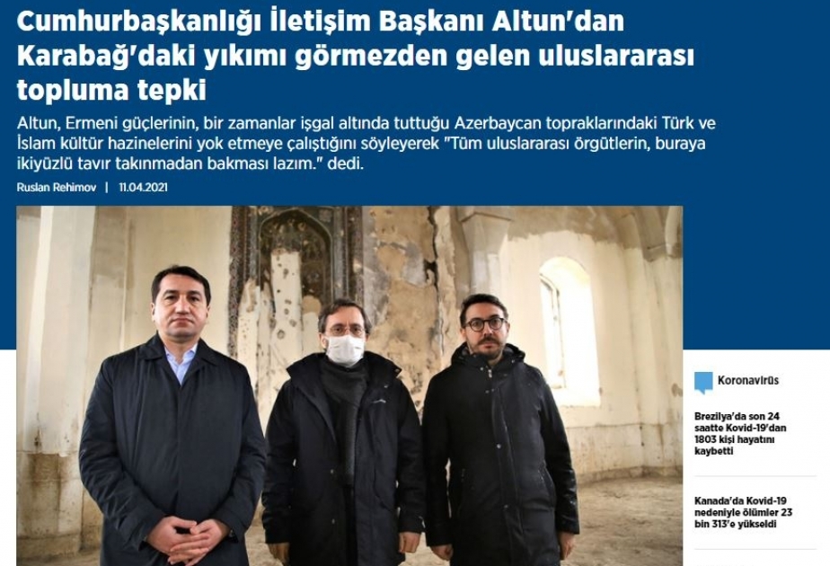 Türk Şurasının informasiya və media üzrə yüksək rəsmilərinin Ağdam və Gəncəyə səfəri Türkiyə mediasının diqqət mərkəzində olub