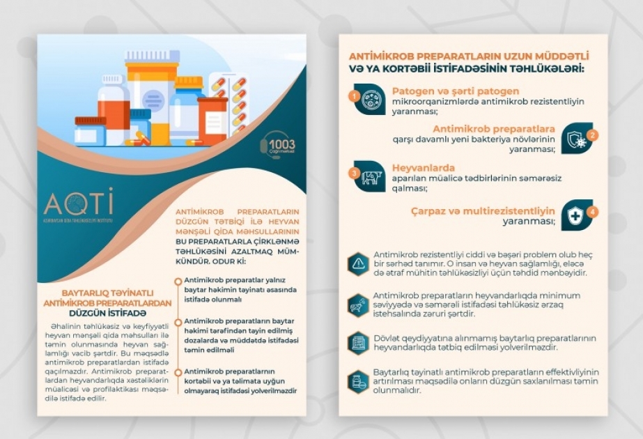 Baytarlıq təyinatlı antimikrob preparatlardan düzgün istifadə ilə əlaqədar maarifləndirici buklet hazırlanıb