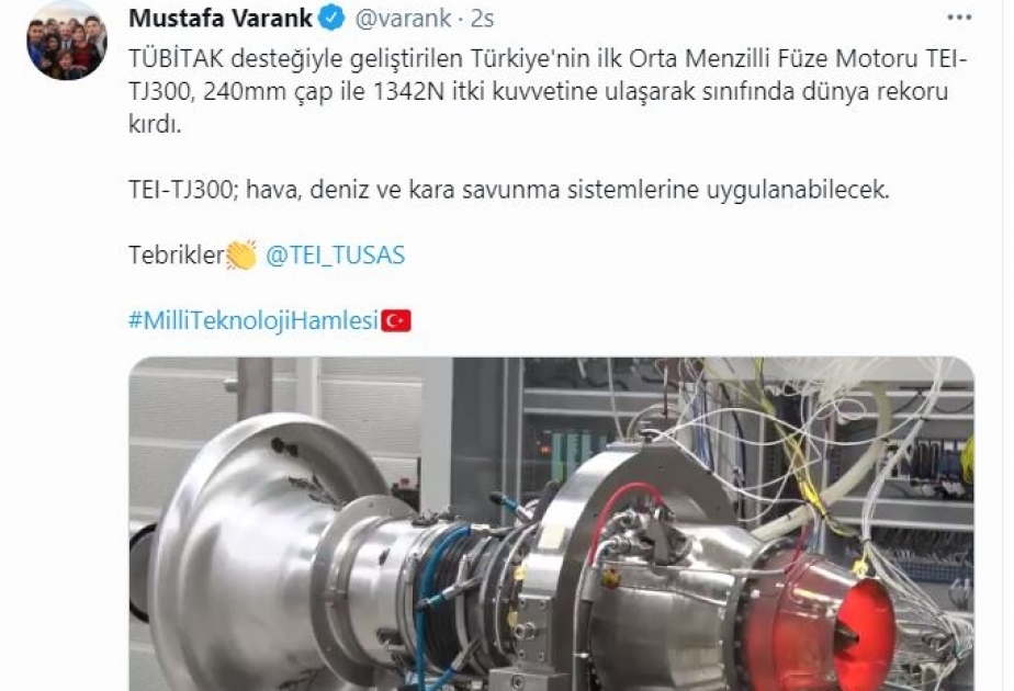 Türkiyədə ortamənzilli raketlərin mühərriki uğurla sınaqdan çıxarılıb