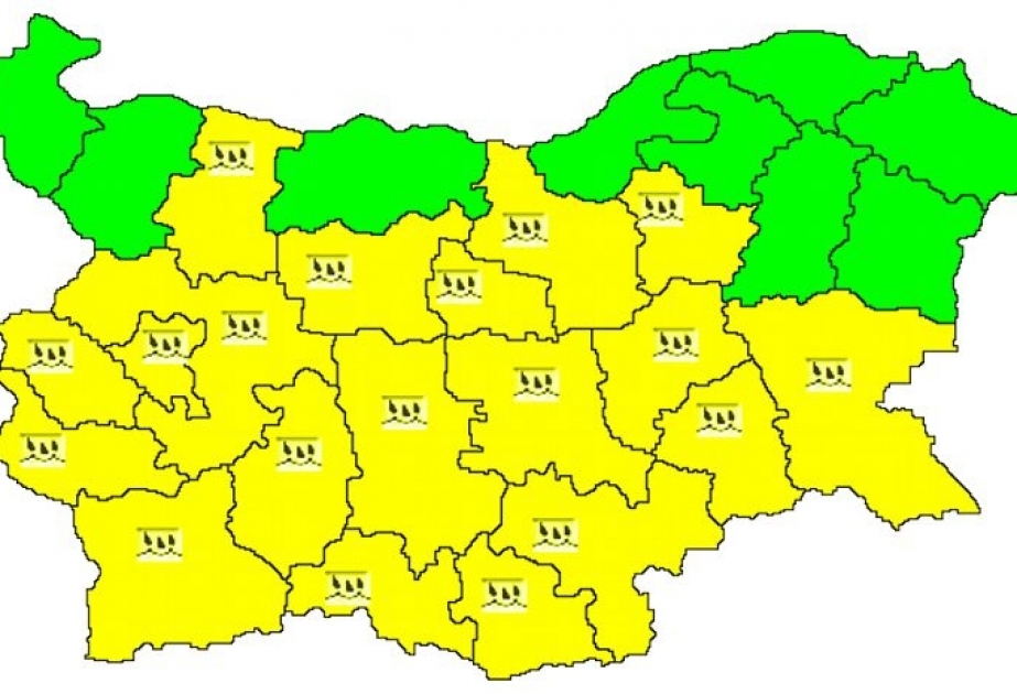 Bolqarıstanın 19 bölgəsində “sarı” meteo təhlükə kodu elan olunub