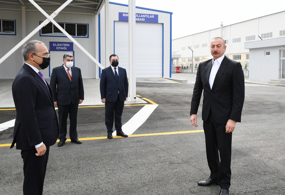 Präsident Ilham Aliyev eröffnet Industriegebiet Hadschigabul VIDEO