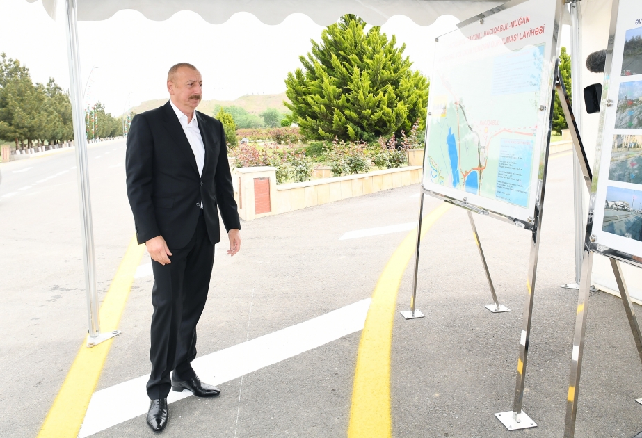 President Ilham Aliyev opened Hajigabul-Mughan highway after renovation VIDEO