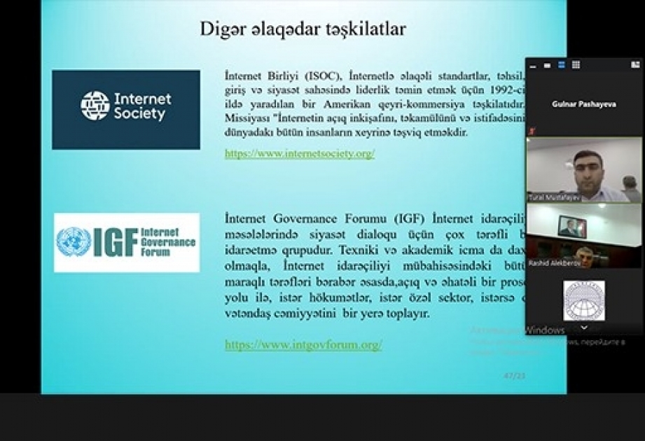 “İnternetin strukturu və idarəolunması” mövzusunda məruzə dinlənilib