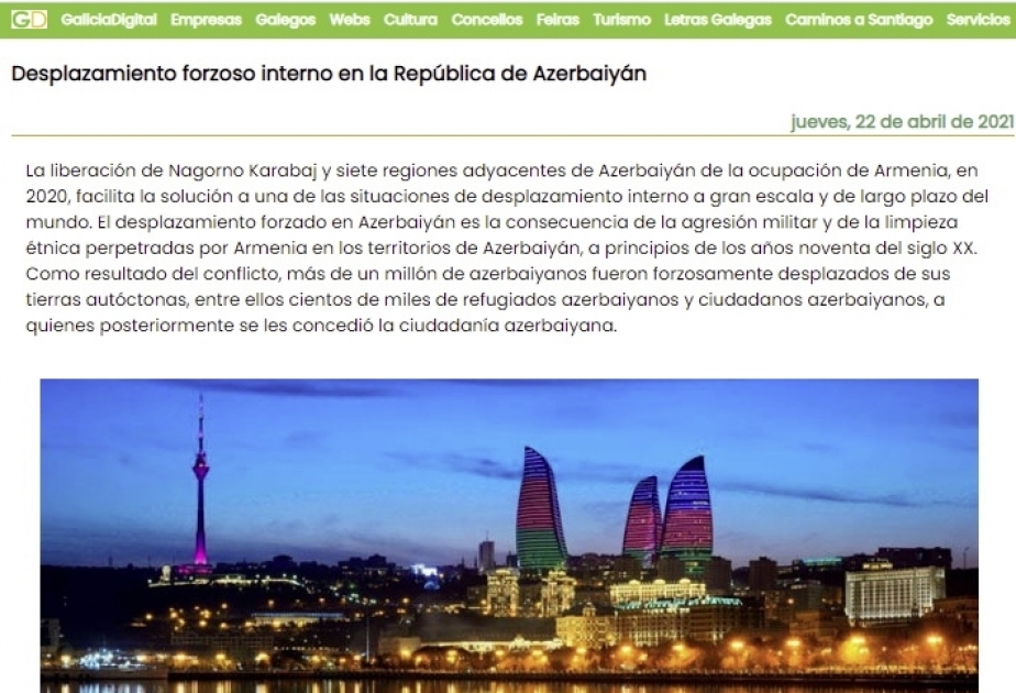 Galicia Digiital: “Desplazamiento forzoso interno en la República de Azerbaiyán”