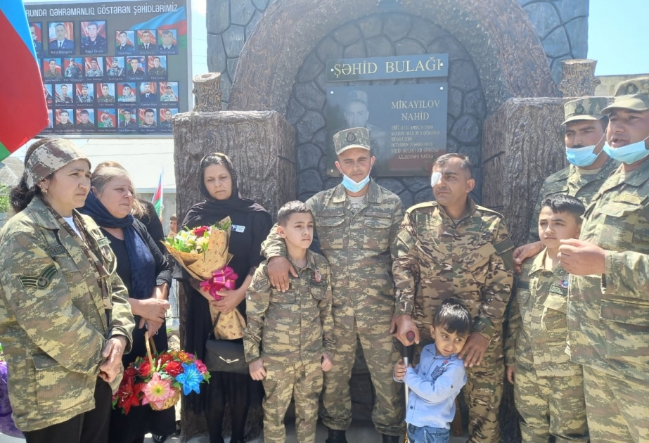 Kürdəmirdə şəhidin xatirəsinə tikilən bulağın açılışı olub