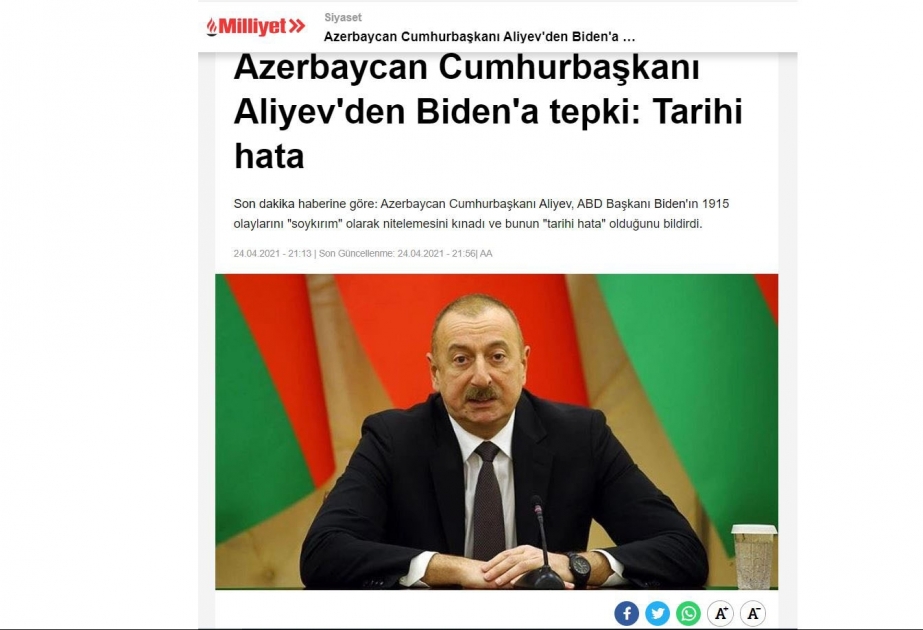 Türkiyə mediası: Azərbaycan bütün varlığı ilə Türkiyəni dəstəkləyir