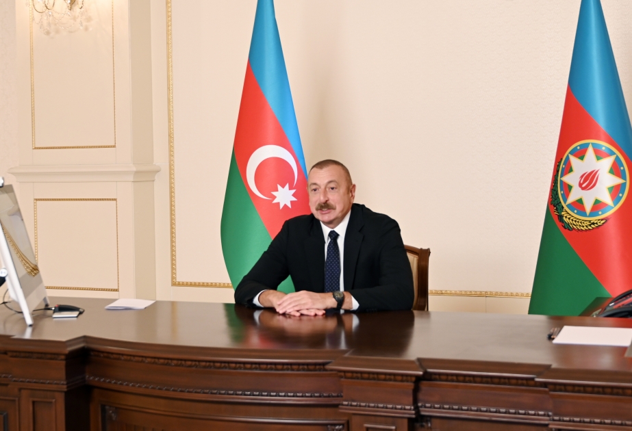 Le président Ilham Aliyev s’entretient en visioconférence avec le président du Forum économique mondial VIDEO