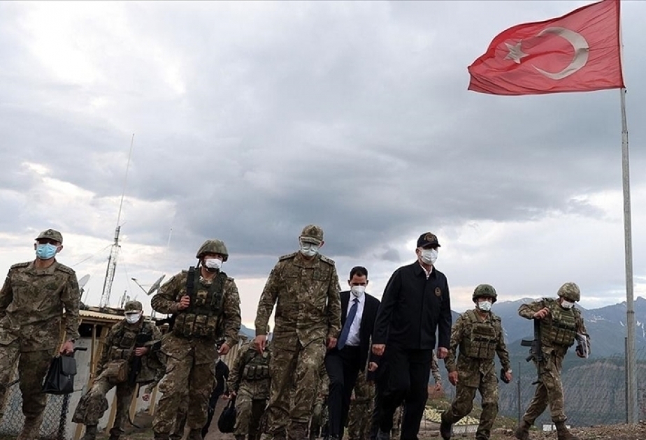Turkey's National Defense Minister Hulusi Akar visits anti-terror operation zone