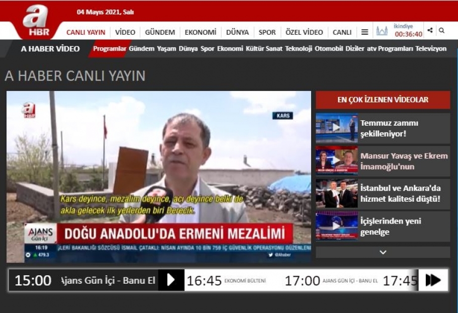 “A Haber” telekanalı: erməni quldurları Qarsda 360 türkü diri-diri yandırıblar