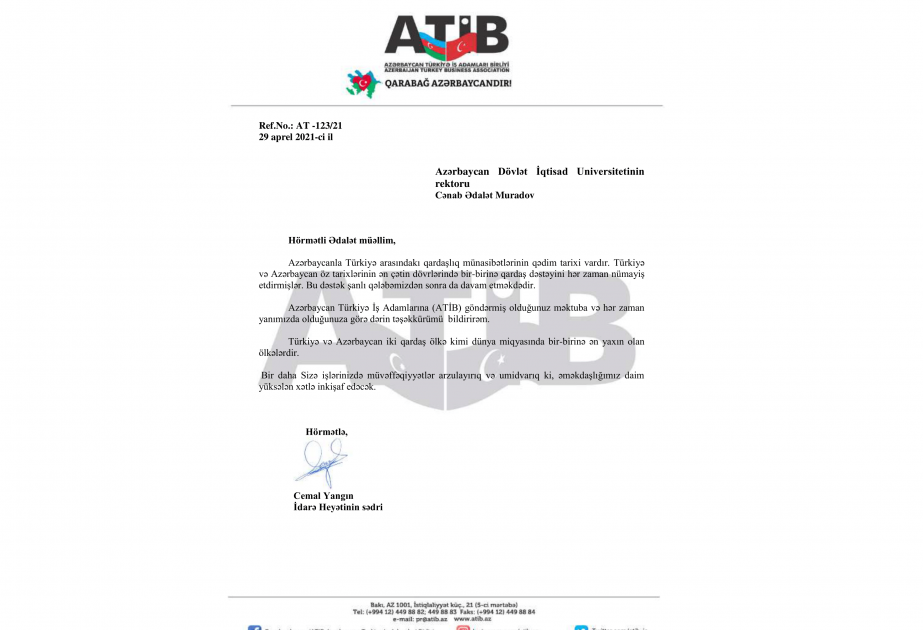 UNEC ailəsi hər zaman qardaş Türkiyənin yanındadır