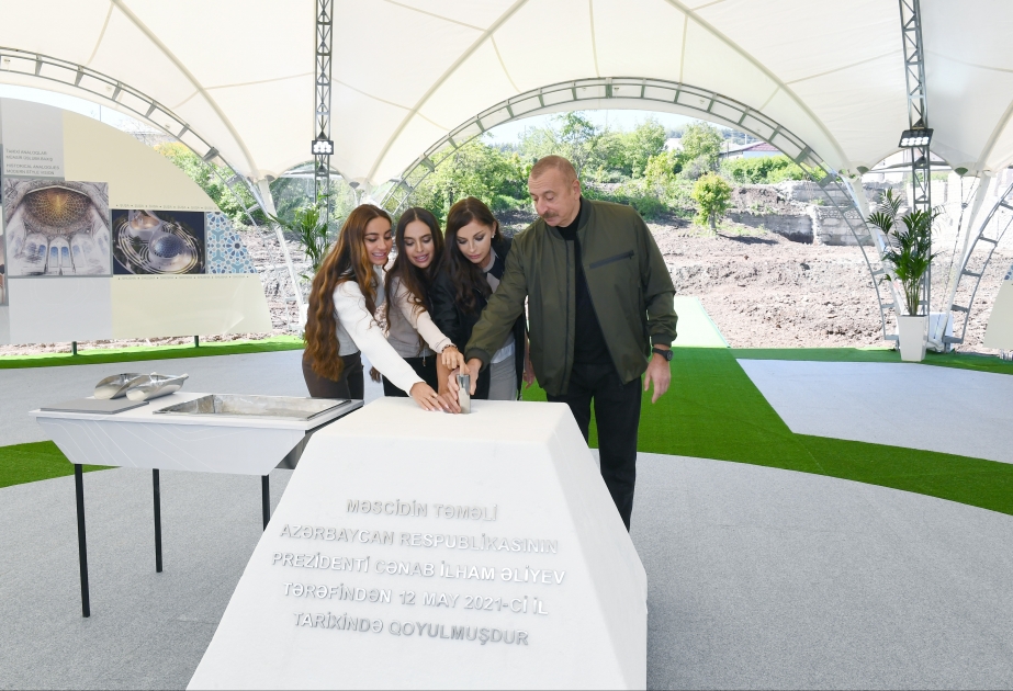 President Ilham Aliyev laid foundation stone for new mosque in Shusha VIDEO