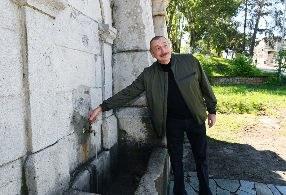 President Ilham Aliyev visited the restored “Khan gizi” spring in Shusha VIDEO