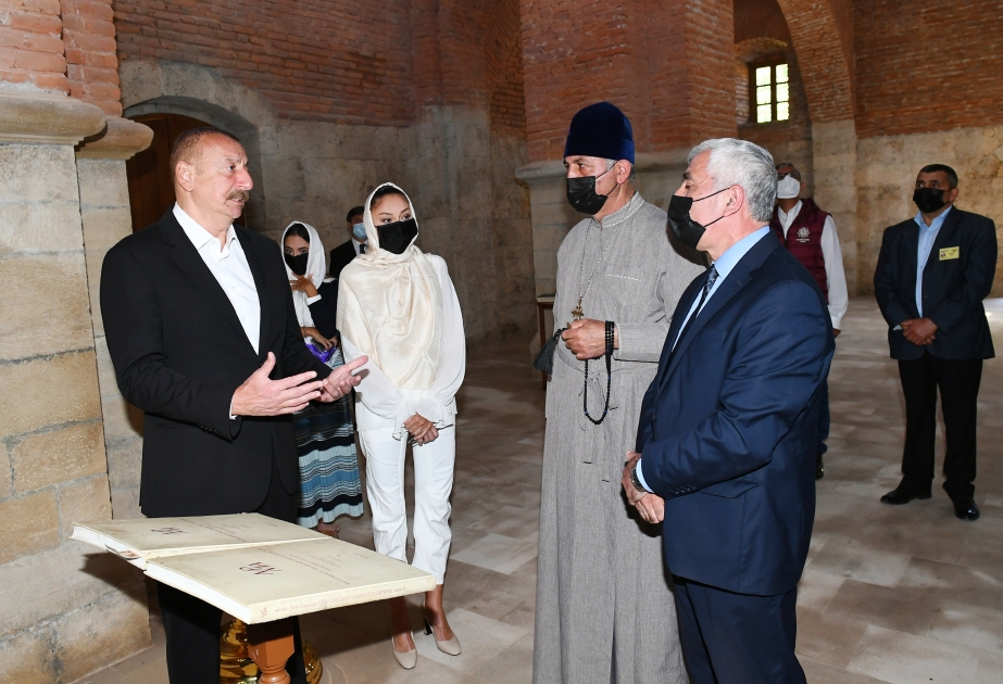 President Ilham Aliyev visited Albanian Church of Blessed Virgin Mary in Nij settlement, Gabala VIDEO