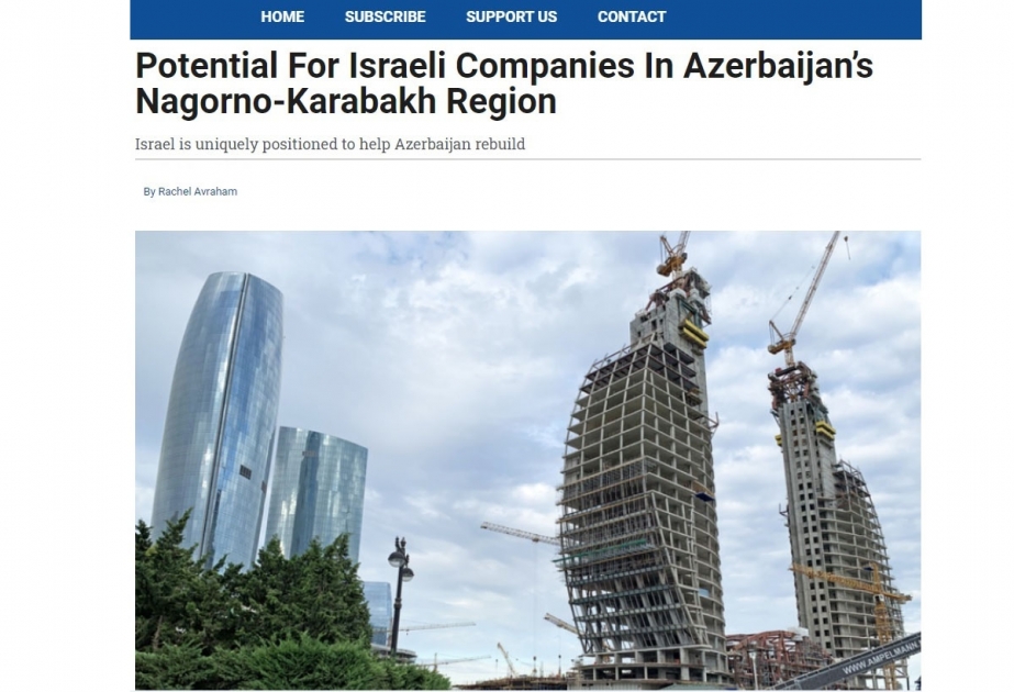Kanada mətbuatında Azərbaycanın Qarabağ bölgəsindəki biznes imkanlarından bəhs edilib