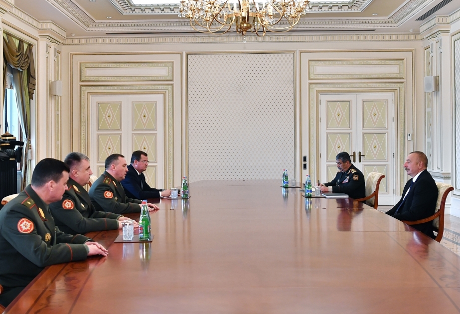 President Ilham Aliyev received Belarus defense minister VIDEO