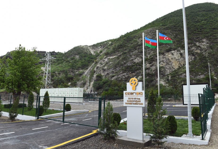 İşğaldan azad olunmuş Suqovuşan qəsəbəsinə elektrik enerjisi verilib