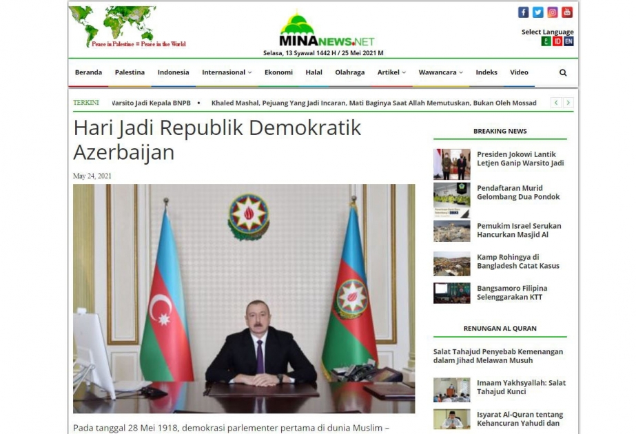 İndoneziya mətbuatında 28 May – Respublika Günü ilə bağlı məqalələr dərc olunub