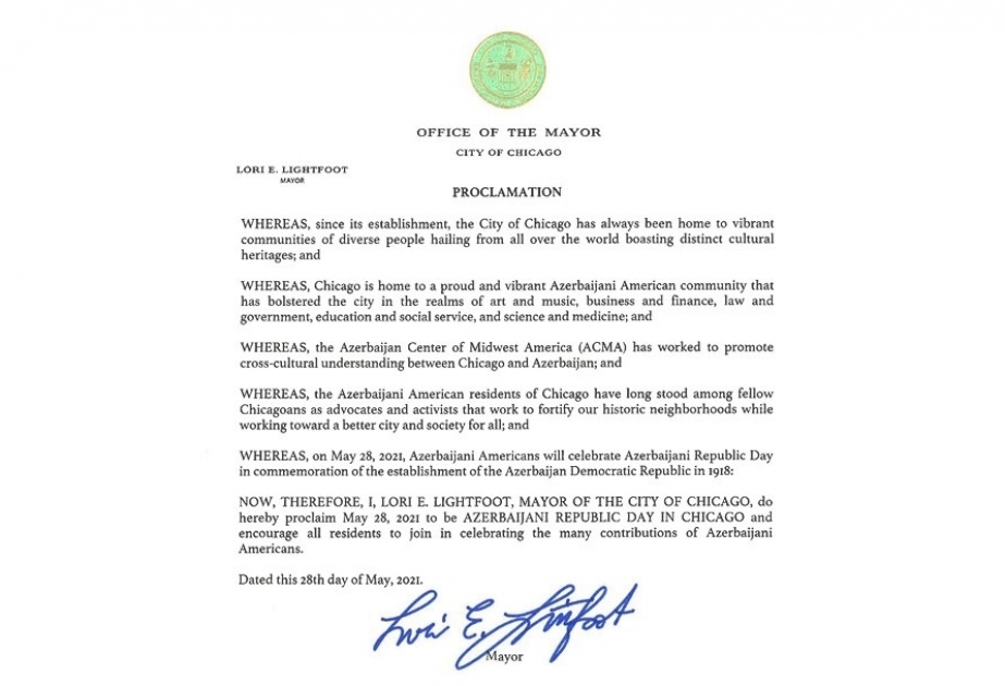 Alcaldesa de Chicago proclama el 28 de mayo de 2021 como Día de la República