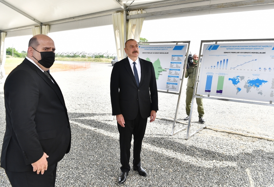 Aghdam: Präsident Ilham Aliyev legt Grundstein für Industriepark VIDEO