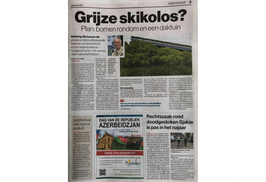 Niderland qəzetində 28 may- Respublika Günü münasibətilə təbrik dərc edilib