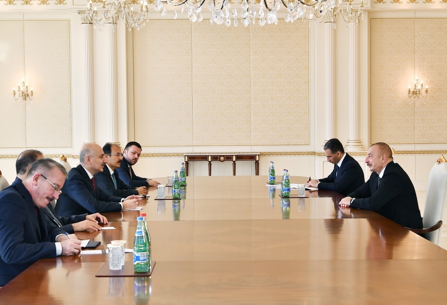 President Ilham Aliyev received a delegation led by the Turkish Minister of Transport and Infrastructure