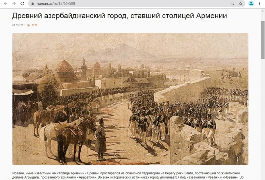 Özbəkistan portalı qədim Azərbaycan şəhəri İrəvan barədə məqalə yayıb