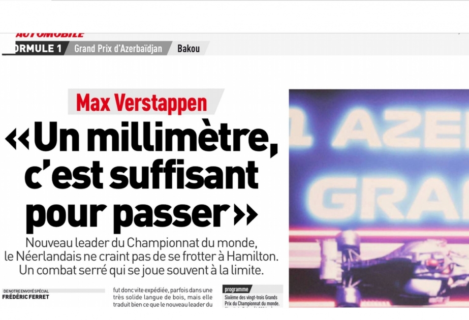 Fransanın “L’Equipe” jurnalı Formula 1 Azərbaycan Qran-Prisindən geniş reportaj hazırlayıb