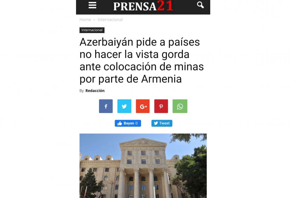 La prensa del Perú llama la atención de sus lectores en el llamamiento de Azerbaiyán