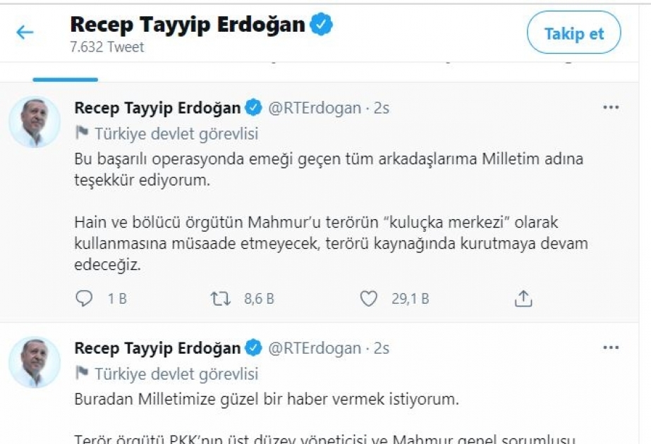 PKK terror təşkilatının daha bir təhlükəli üzvü məhv edilib