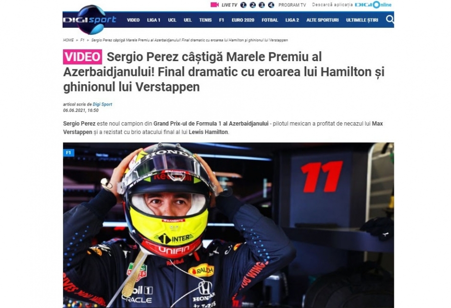 Rumıniya, Bolqarıstan, Xorvatiya və Yunanıstan KİV-ləri Bakıda keçirilən Formula 1 yarışını geniş işıqlandırıblar