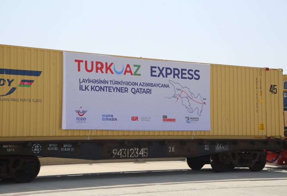 “TURKUAZ” layihəsi çərçivəsində ölkəmizə daha bir konteyner qatarı gəlib
