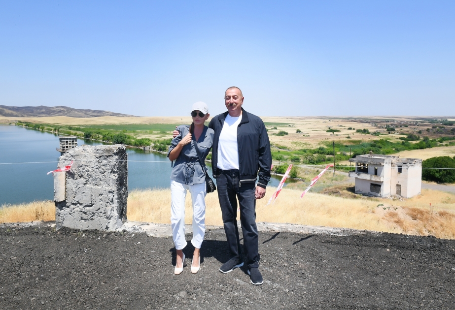 Präsident Ilham Aliyev besucht Staudamm Aschaghy Köndelentschay VIDEO