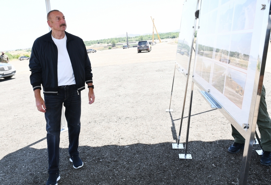 President Ilham Aliyev viewed construction of Ahmadbayli-Fuzuli-Shusha highway and Victory road VIDEO