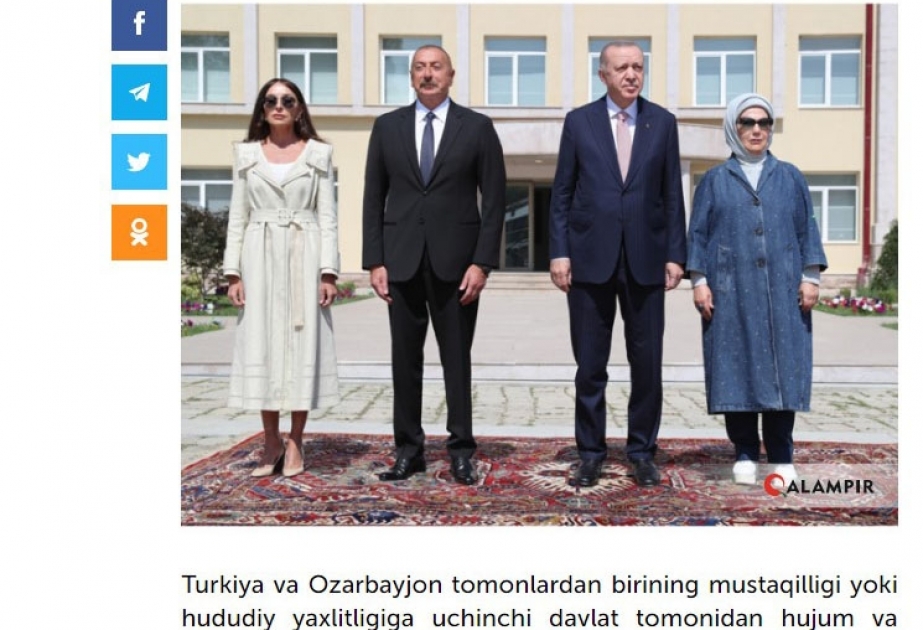 Türkiyə Prezidentinin Şuşaya səfəri Özbəkistan KİV-lərinin də diqqət mərkəzində olub