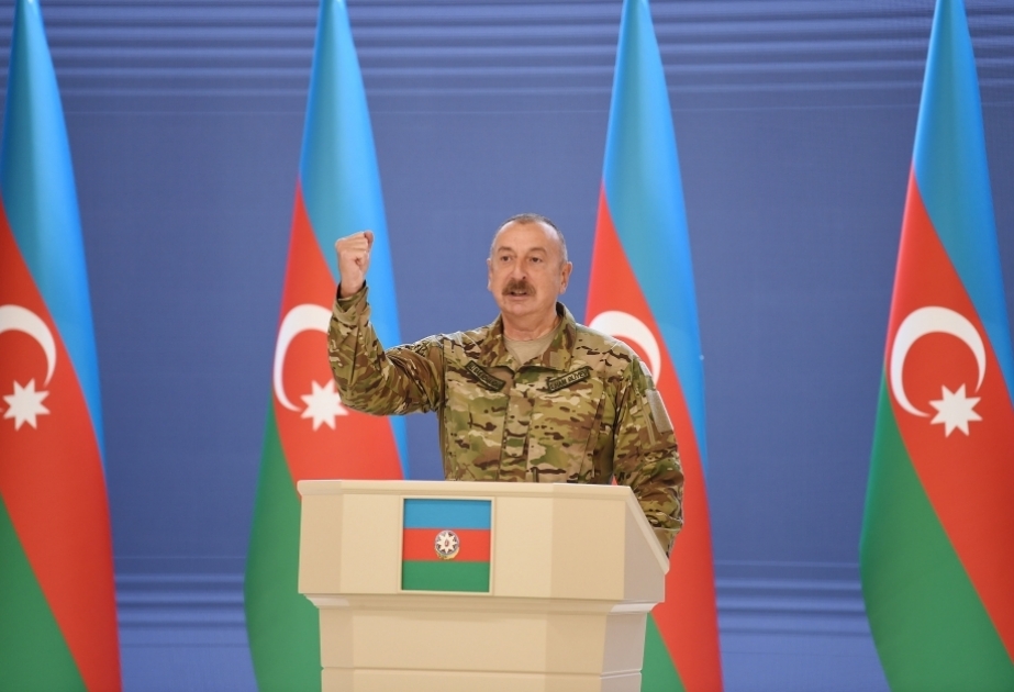 Ali Baş Komandan İlham Əliyev: Biz ilk dəfədir Silahlı Qüvvələr Gününü müzəffər ordu kimi, qalib xalq kimi qeyd edirik