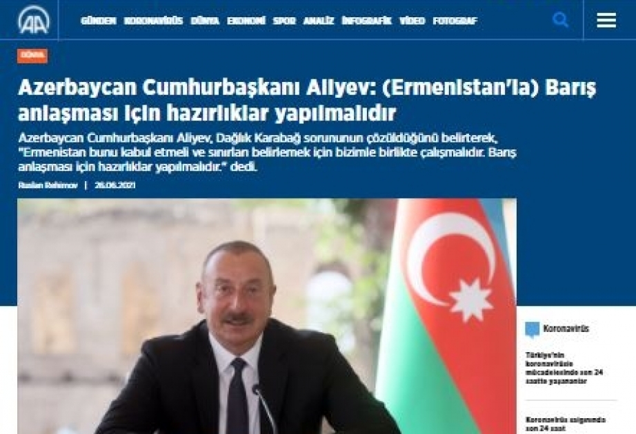 Türkiyə mediası Prezident İlham Əliyevin hərbçilərlə görüşündəki nitqindən mühüm məqamları geniş işıqlandırıb