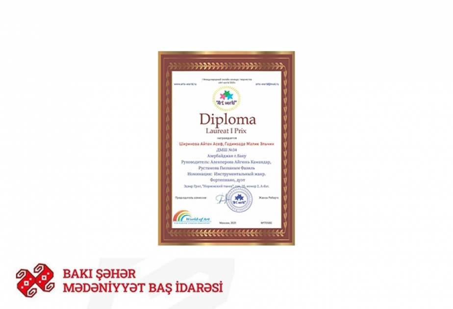 Uşaq musiqi məktəbinin şagirdləri beynəlxalq müsabiqədə uğur qazanıblar