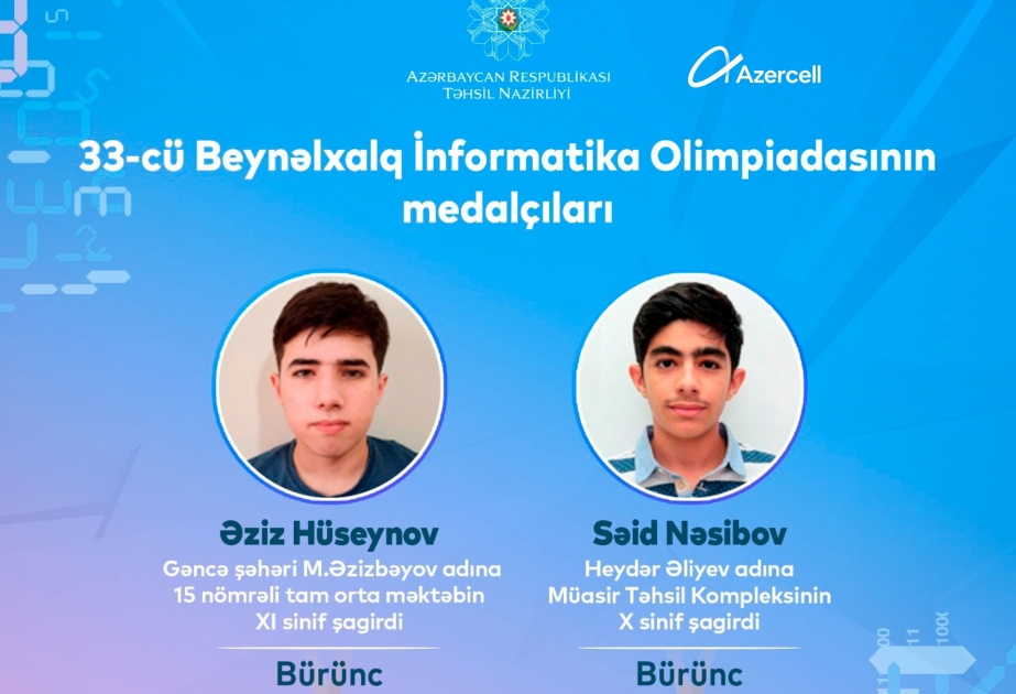 ®  При поддержке Azercell наши школьники завоевали две медали на Международной олимпиаде по информатике