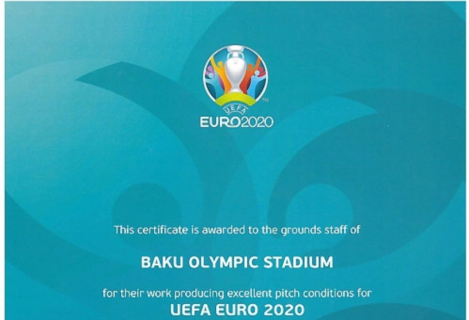 Bakı Olimpiya Stadionuna UEFA tərəfindən sertifikat təqdim olunub