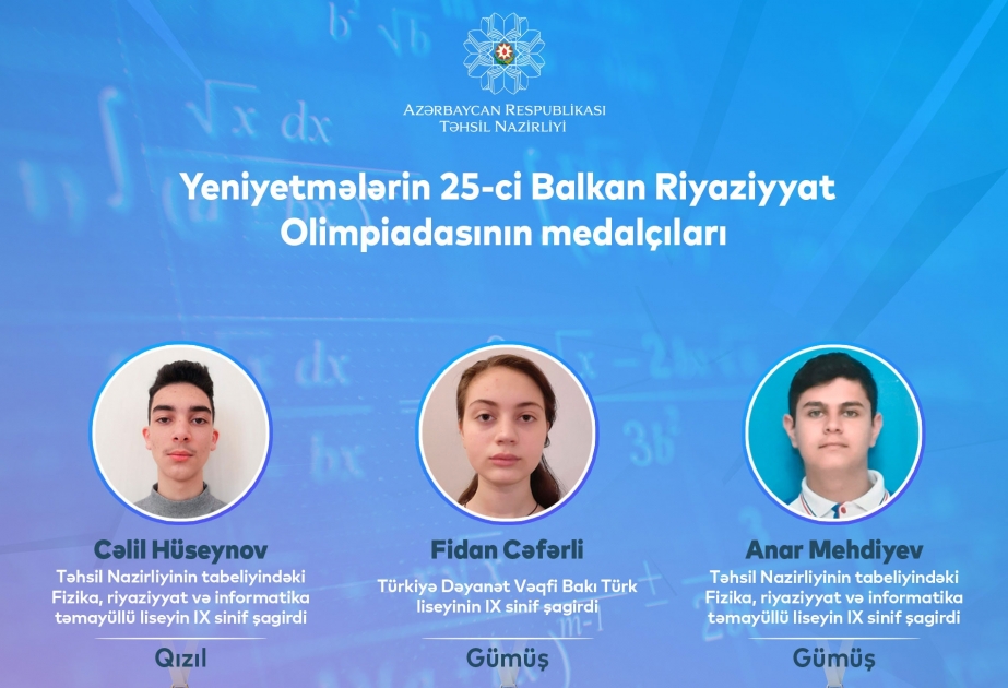 Təhsil Nazirliyi: Məktəblilər 25-ci Balkan Riyaziyyat Olimpiadasında uğur qazanıblar