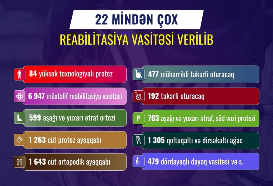Əlilliyi olan şəxslərə ötən illə müqayisədə iki dəfə çox reabilitasiya vasitəsi verilib