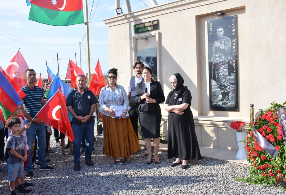 Abşeronda şəhid Elşən Müslümovun barelyefi açılıb