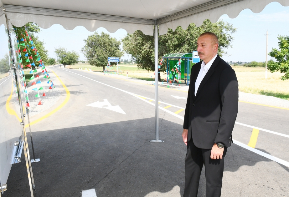 President Ilham Aliyev inaugurated Alirzali-Khan Garvand-Safikurd-Tapgaragoyunlu highway in Goranboy VIDEO