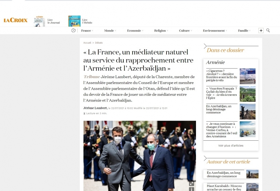 Jérôme Lambert : La France, un médiateur naturel au service du rapprochement entre l’Arménie et l’Azerbaïdjan