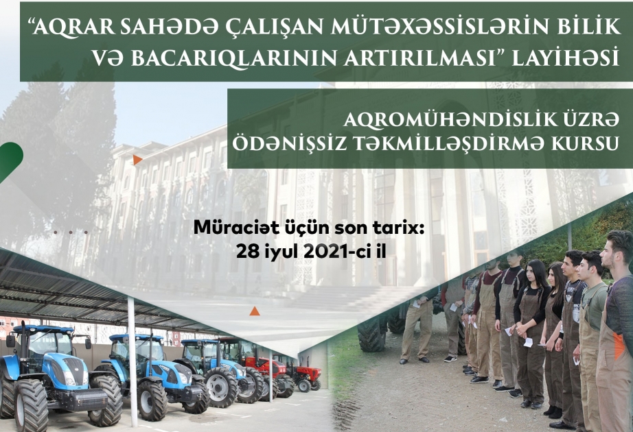 Azərbaycan Dövlət Aqrar Universitetində ödənişsiz təkmilləşdirmə kurslarına qeydiyyat başlanıb