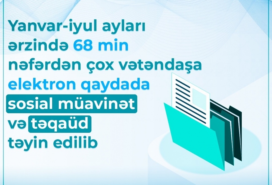 Yanvar-iyul ayları ərzində 68 min nəfərdən çox vətəndaşa elektron qaydada sosial müavinət və təqaüd təyin olunub