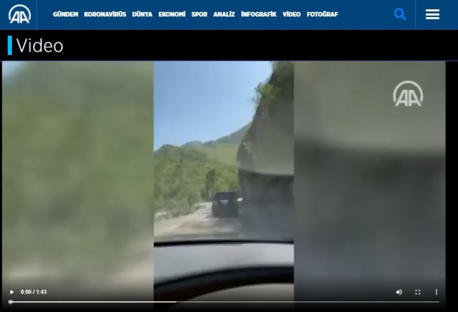 Anadolu Agentliyi Azərbaycan Prezidentinin Kəlbəcər və Laçın rayonlarına səfəri ilə bağlı videomaterial yayıb