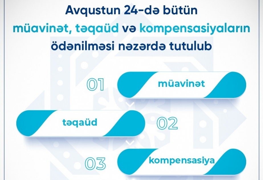 Avqustun 24-də bütün müavinət, təqaüd və kompensasiyaların ödənilməsi nəzərdə tutulub