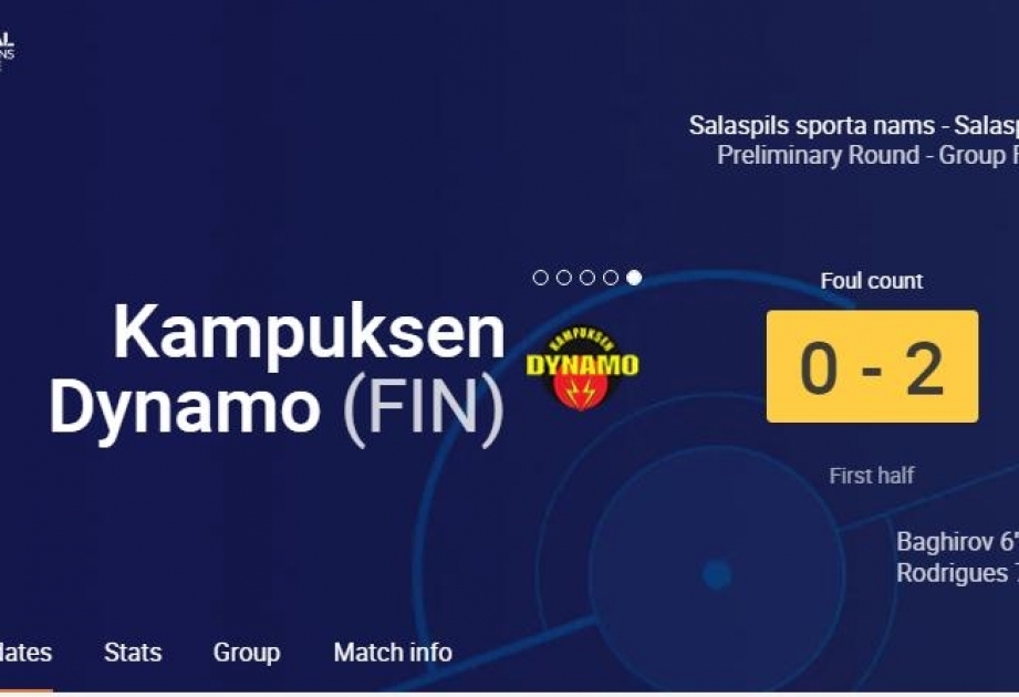دوري أبطال أوروبا للصالات: أراز نخجوان – كامبوكسن دينامو الفنلندي 2-0