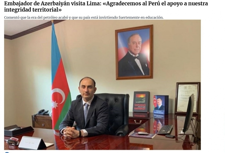El diario peruano "Expreso" publica una entrevista con el embajador de Azerbaiyán